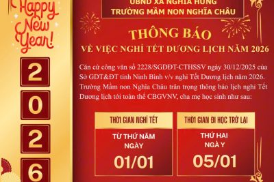 Thông báo lịch nghỉ Tết dương lịch năm 2026