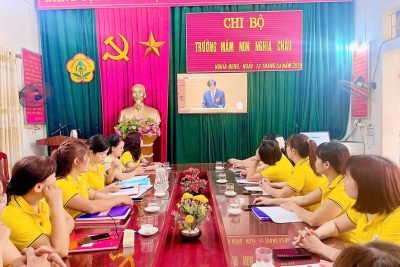 Chi bộ trường MN Nghĩa Châu tham dự hội nghị toàn quốc quán triệt Nghị quyết hội nghị TƯ lần thứ 2 khoá XIV